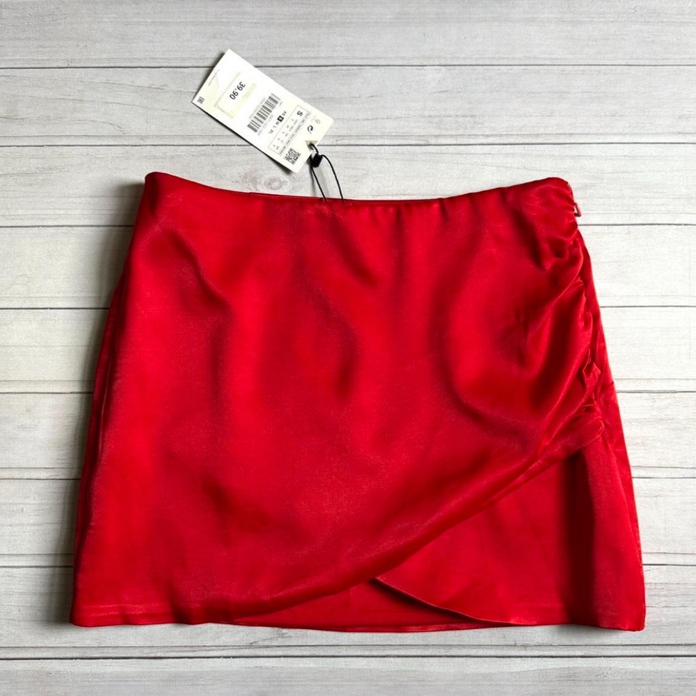 Red Satin Zara Mini Skirt